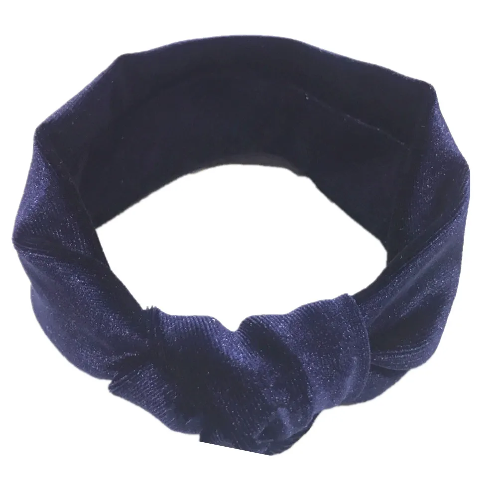 

New Stretch Solid Kids Velvet Knotted Turban Headband Children Baby Hairband Headwear HeadWrap Hair Band Accessories