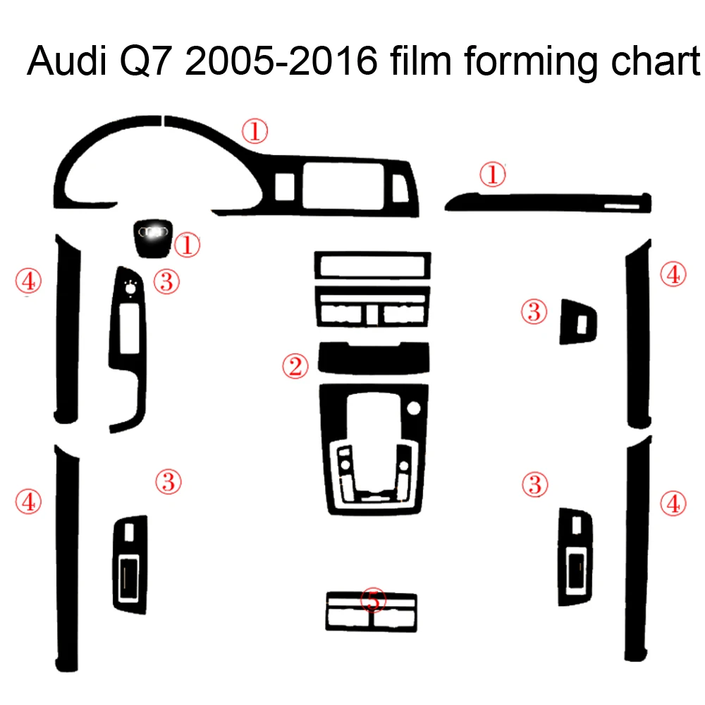 Для Audi Q7 2005- внутренняя Центральная панель управления дверная ручка 3D/5D наклейки из углеродного волокна наклейки аксессуары для автомобиля