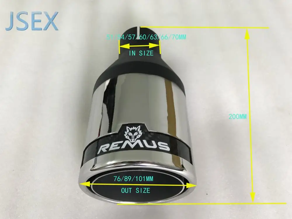 carbon fibre REMUS wolf Stainless steel Universal Automobile exhaust pipe Muffler Car accessorie modification passat golf e90