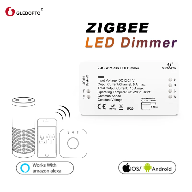 G светодиодный OPTO Zigbee DC12/24V 4 Каналы диммер Управление Для полосы рабочие withAlexa Tuya