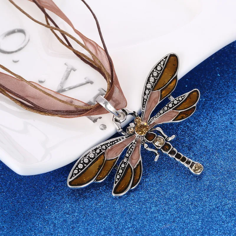 Ожерелье со стрекозой яркое ожерелье из веревки Женские аксессуары оптовая