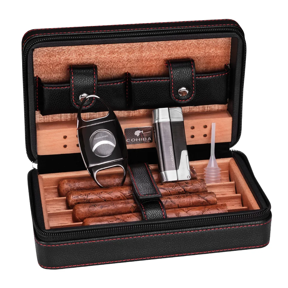 Cohiba чехол для сигар Humidor портативный кедровый деревянный кожаный дорожный набор