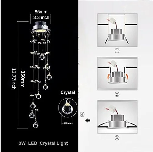 Nueva suspensión colgante cristal LED 3 W mini lámpara de techo pasillo balcón pasillo Sala iluminación interior