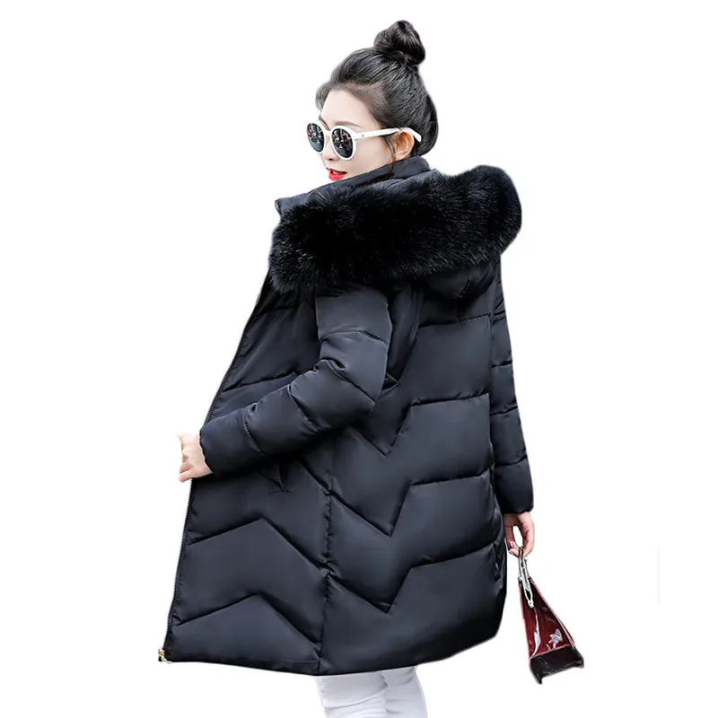 

Winter Coat Women White Khaki Black M-3XL Plus Size Thick Big Fur Hooded Parka 2019 New Autumn Korean Fashion Down Jacket LD426