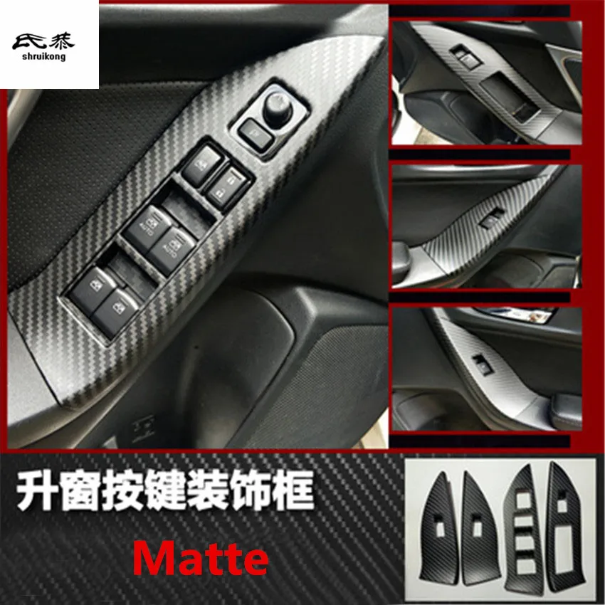 4pcs/lot ABS Carbon fiber grain car window lift panel decoration cover for 2016-2018 Subaru Forester