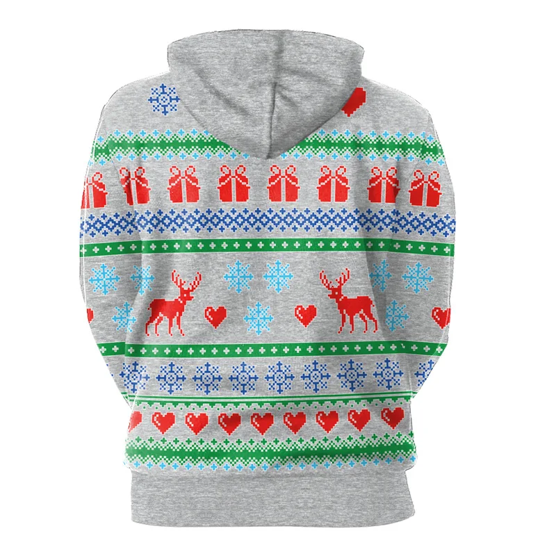 Повседневные Рождественские толстовки для мужчин/женщин серые полосатые с