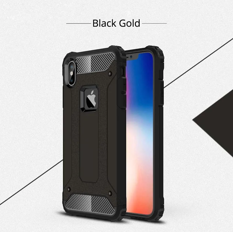 Чехол для iPhone 11 Pro Max XS XR X 8 Plus 7 6 6s 5S SE, чехол, защитный силиконовый противоударный Гибридный Твердый чехол для телефона на заднюю панель - Цвет: Black Gold