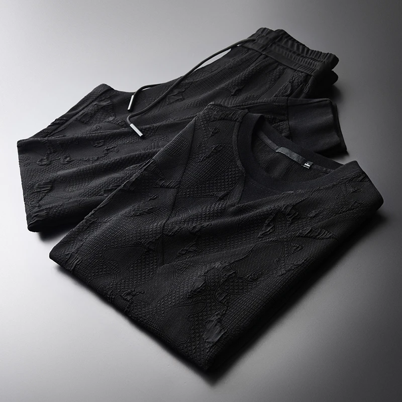 Minglu протектор летние мужские комплекты (футболка + штанишки) размера плюс 4XL