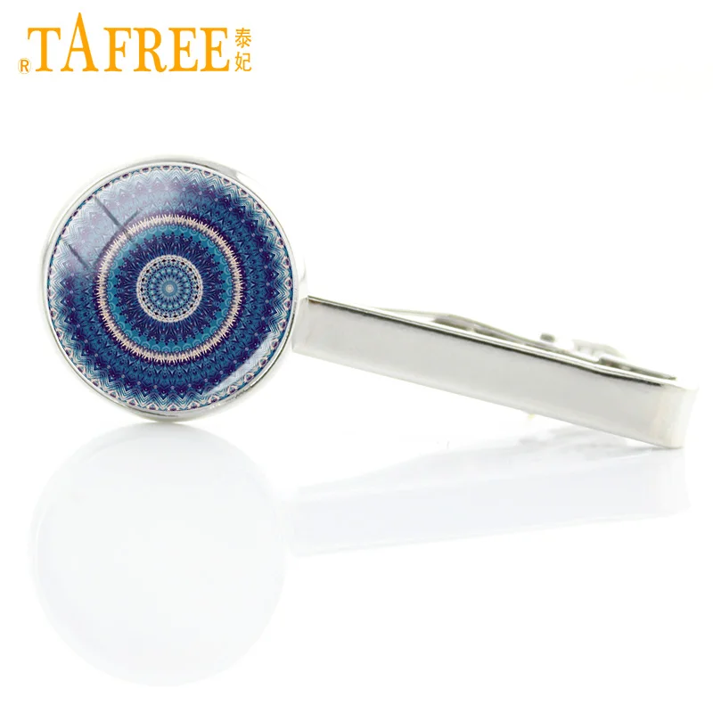 

TAFREE 2017 hot sale Hippie Mandala tie clips popular Bohemian Paisley Meditation flower wedding tie bar pin men jewelry A410