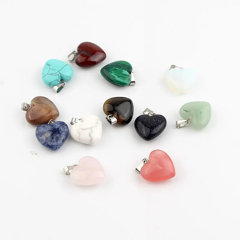 

1Box Heart Stone Beads 17mm Natural Combination Stone Beads for Jewelry Making DIY Charm Pendants Decoration
