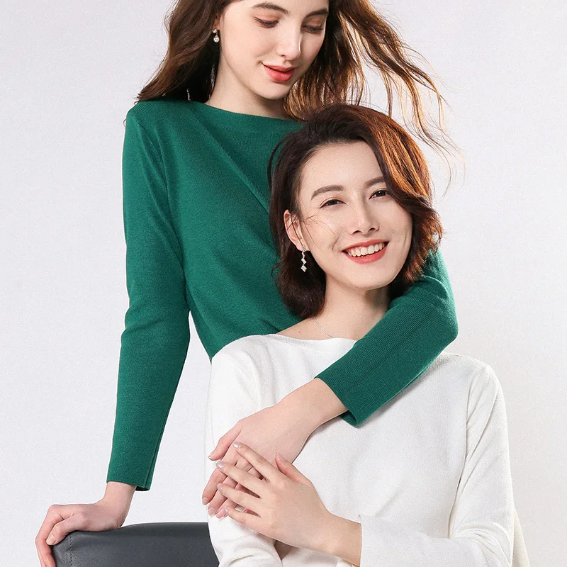 2019 New Fashion High Quality Slash Neck Women Sweater Autumn Winter Long Sleeve Solid Pullover Knitted Sweaters Female 8 Color | Женская