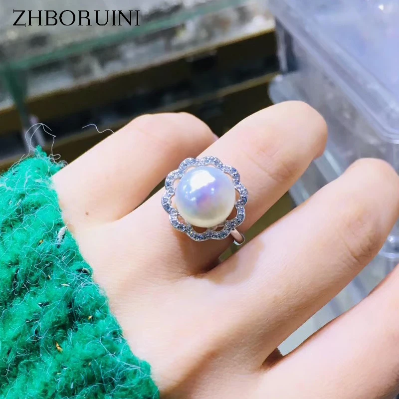 Женское жемчужное кольцо ZHBORUINI круглые большие кольца с натуральным