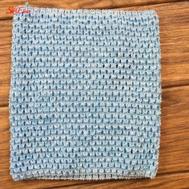 light blue 20x23 см, юбка-пачка, топ-труба 9 дюймов, эластичное вязаное крючком для девочек, на груди, ручная работа, вязаная ткань, юбка, платье, аксессуары, 24 цвета, 6Z-SH939 - Цвет: light blue