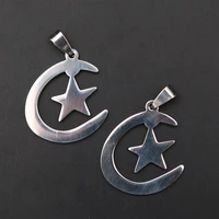 2pcs creative stainless steel moon star charm pendant diy personalization hip hop titanium steel jewelry accessories findings