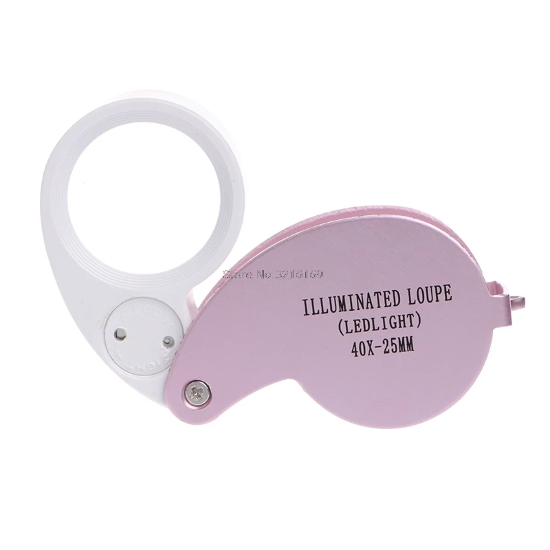 For 40X 25mm Glass Magnifying Magnifier Len Jeweler Eye Jewelry Loupe With LED Light Promotion | Инструменты