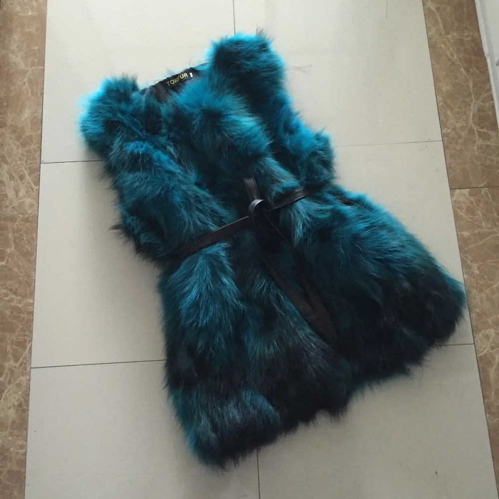 Топ Модный бренд натуральный енот меховой жилет короткая куртка мех оптовая