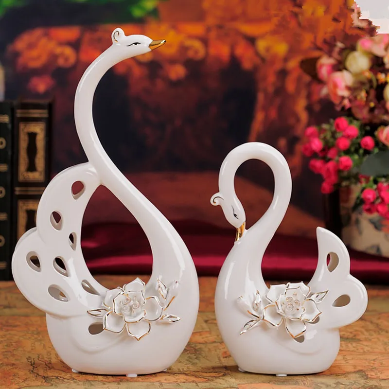 Украшения для дома Керамика работа 1 пара элегантный белый лебедь пары золото