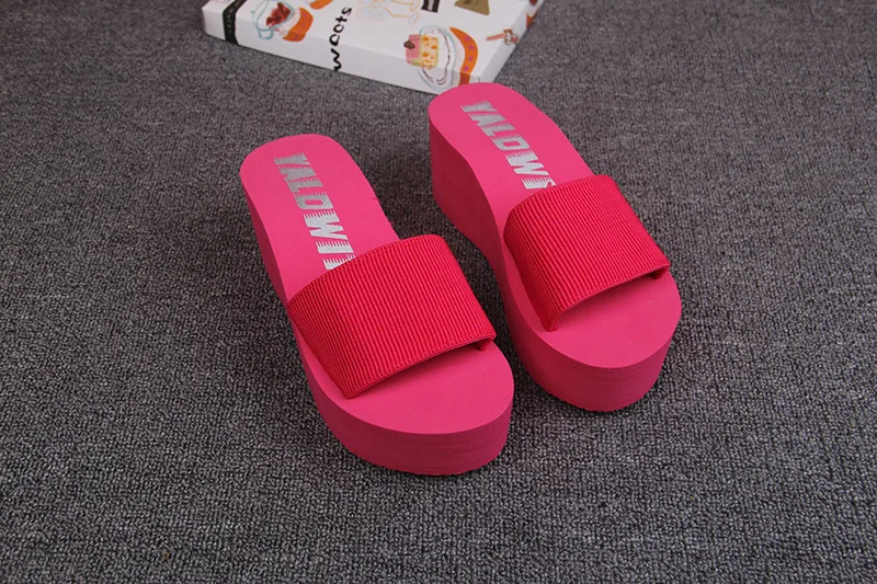 Дешевые простые тапочки Chanclas из эластичной ткани; женские пляжные сланцы на высоком каблуке; летние сандалии на платформе; zapatos mujer; женская обувь