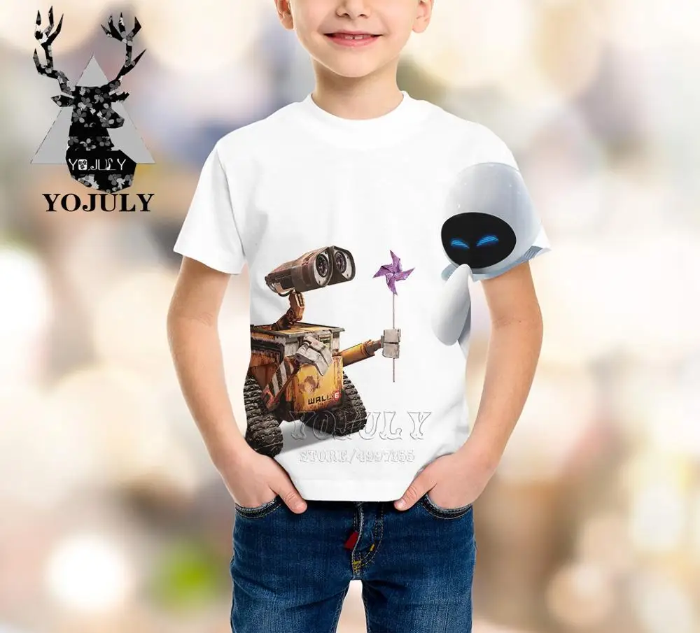 Серебристый YOJULY Robot WALL. E/футболка с 3d принтом для мальчиков и девочек-подростков детская Милая футболка с короткими рукавами Топы, детская одежда лето A111 - Цвет: Серебристый