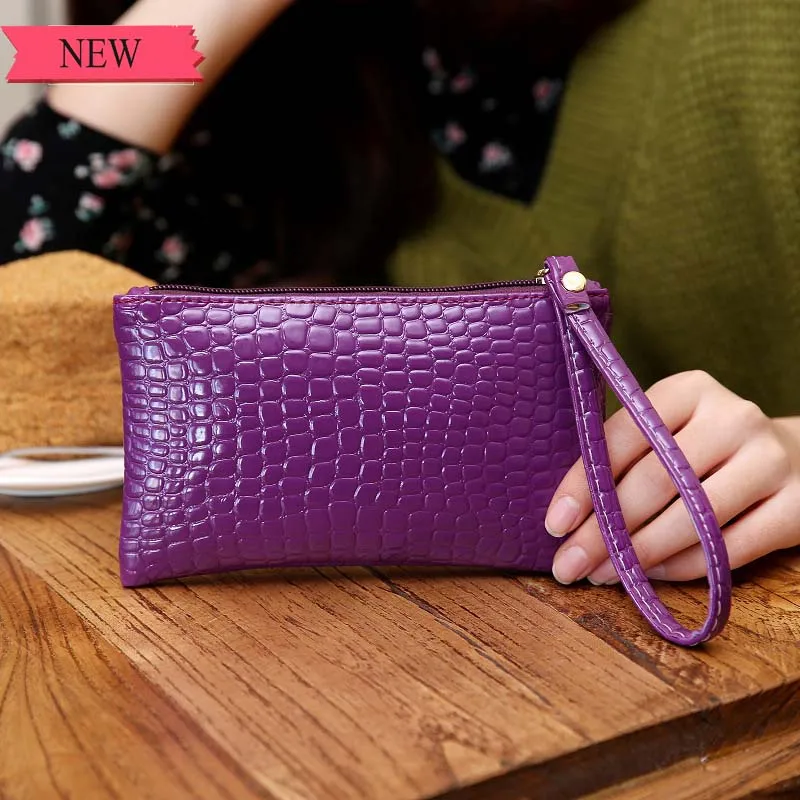 SUNBINFashion, женская сумка для мобильного телефона из крокодиловой кожи, кошелек, вечерняя сумочка для samsung, для iPhone, для huawei, для XIAOMI - Цвет: Фиолетовый