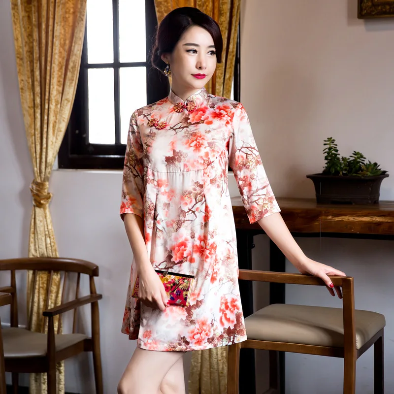 Fengmeisi Для женщин Cheongsam Короткие Qipao современный китайское традиционное платье