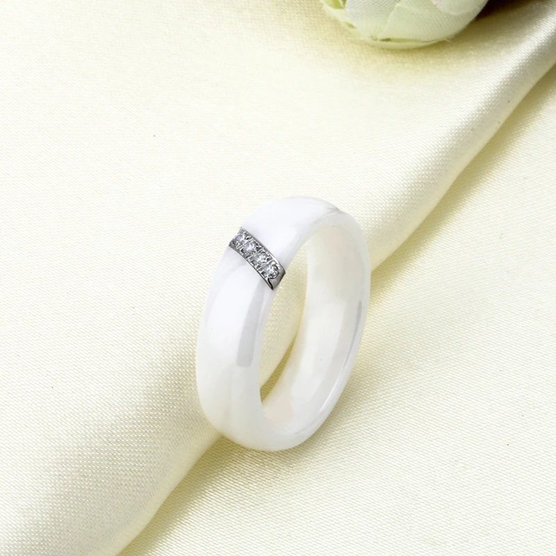 Simple Style Jewelry Sets Round Ceramic Stud Earrings And Crystal Ring Black White Color For Women Classic Wedding Party | Украшения и