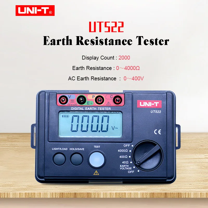 UNI T UT522 цифровой тестер сопротивления заземления 0 400 В 4000ом AC изоляции с