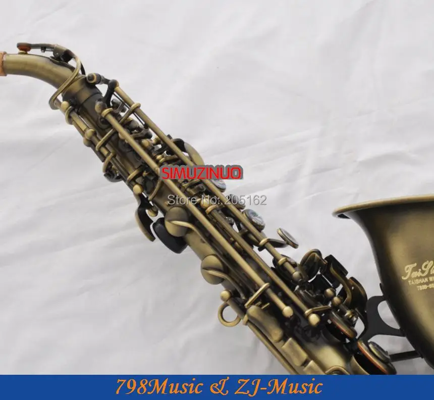 Античный Сопрано саксофон Bb изогнутый Sax высокое F # чехол|soprano saxophone|antique soprano