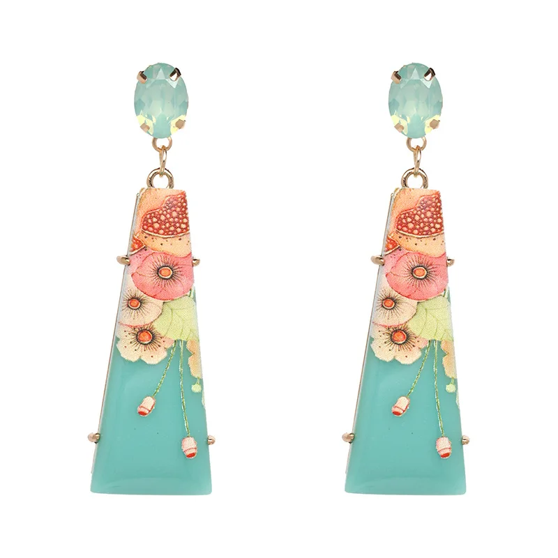 Винтажные акриловые серьги для женщин 5 видов цветов геометрические массивные 2018