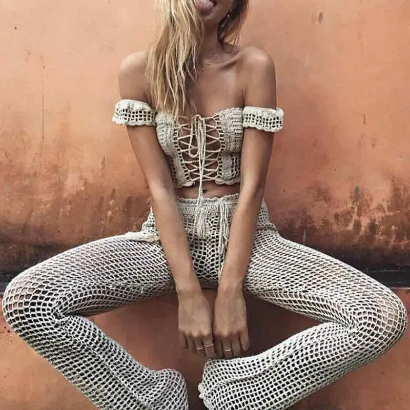 Сексуальные женские летние пляжные брюки сетки купальный костюм однотонные