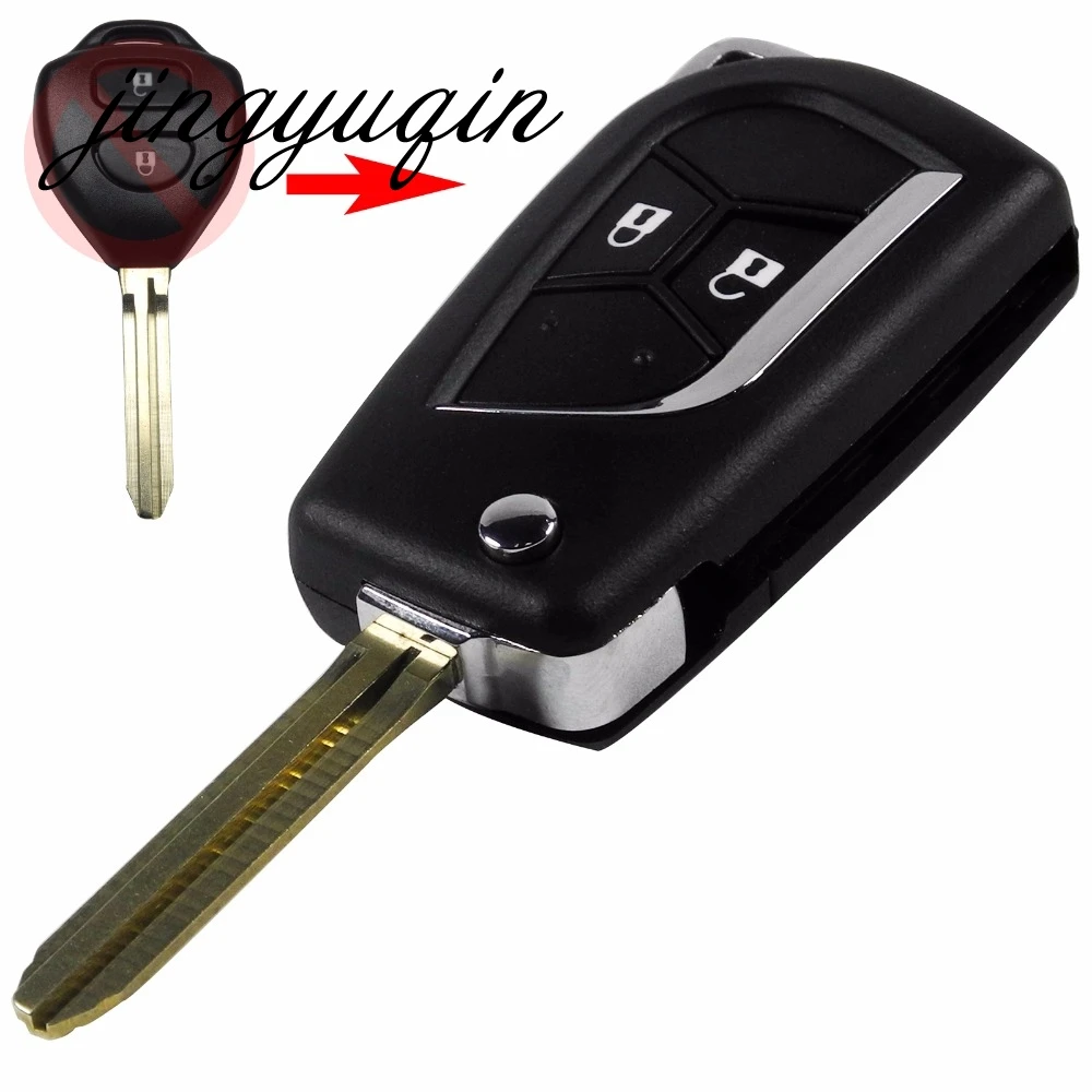 Jingyuqin 2 кнопки пустой модифицированный откидной чехол для ключей Toyota Camry Hilux Prado