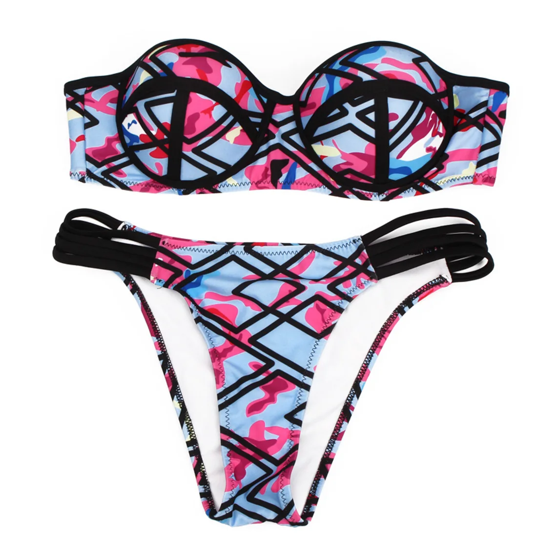 

Sexy Push Up Women Bikini Suit Floral Low Waist Summer Biquini Swimming Wearing Sexy Buckle Back Beachwear for Girl sale