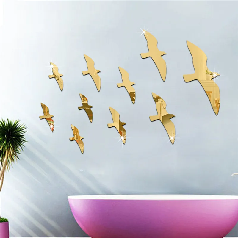 Чайка зеркальный фон настенные наклейки ТВ трехмерное украшение аксессуары для