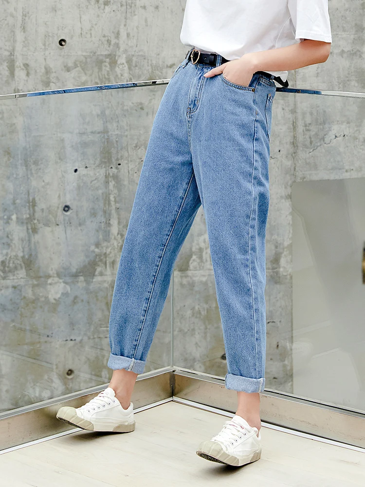 AOLI Women Pants Boyfriend Mom Jeans White Sexy Denim Plus Size Straight Casual Femme DNZ909026 | Женская одежда