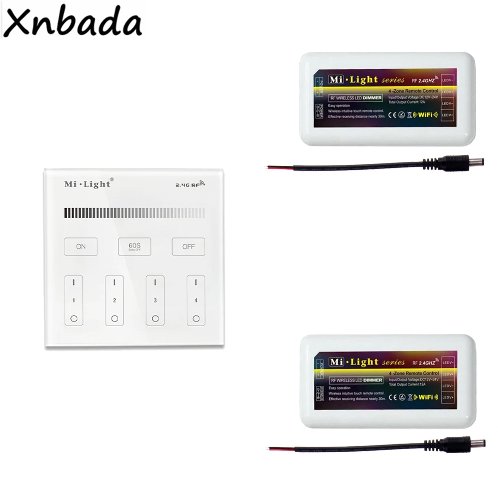 MiBoxer 2.4G T1 Сенсорная панель для настенного монтажа с пультом дистанционного управления Led AC110/220V Milight контроллер для одноцветных лент DC12-24V.