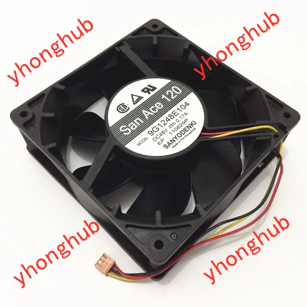 SANYO DENKI 9G1248E104 постоянного тока 48В 0.17A 3 провода 120x120x38 мм Сервер вентилятор