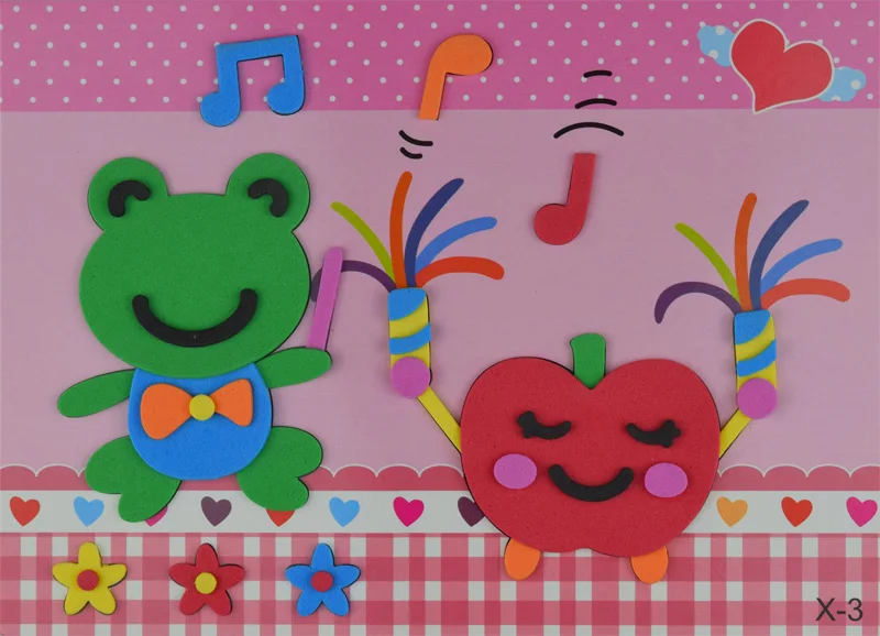 5 Pcs/set EVA 3D Pasting Paper Children Handmade Materials Kids DIY Craft Toys Kindergarten baby Puzzle Stereo Sticker