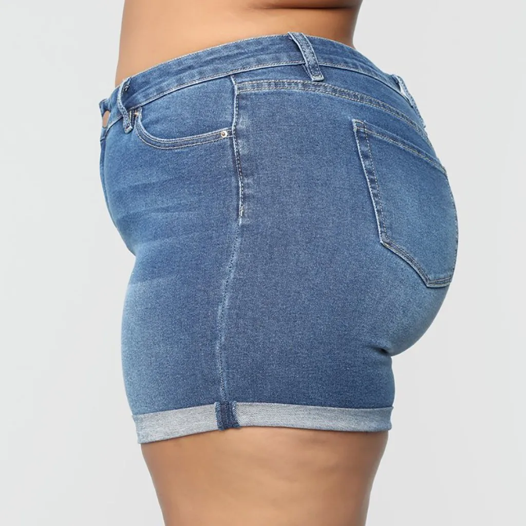 European and American BF summer wind female blue high waist denim shorts women worn loose burr hole jeans shorts#G2 |