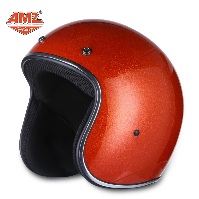 819-Orange AMZ мотоциклетный шлем, Ретро стиль, мотоциклетный шлем с открытым лицом, летний мужской шлем, мотоциклетный шлем с внутренним солнцезащитным козырьком в горошек - Цвет: 819-Orange