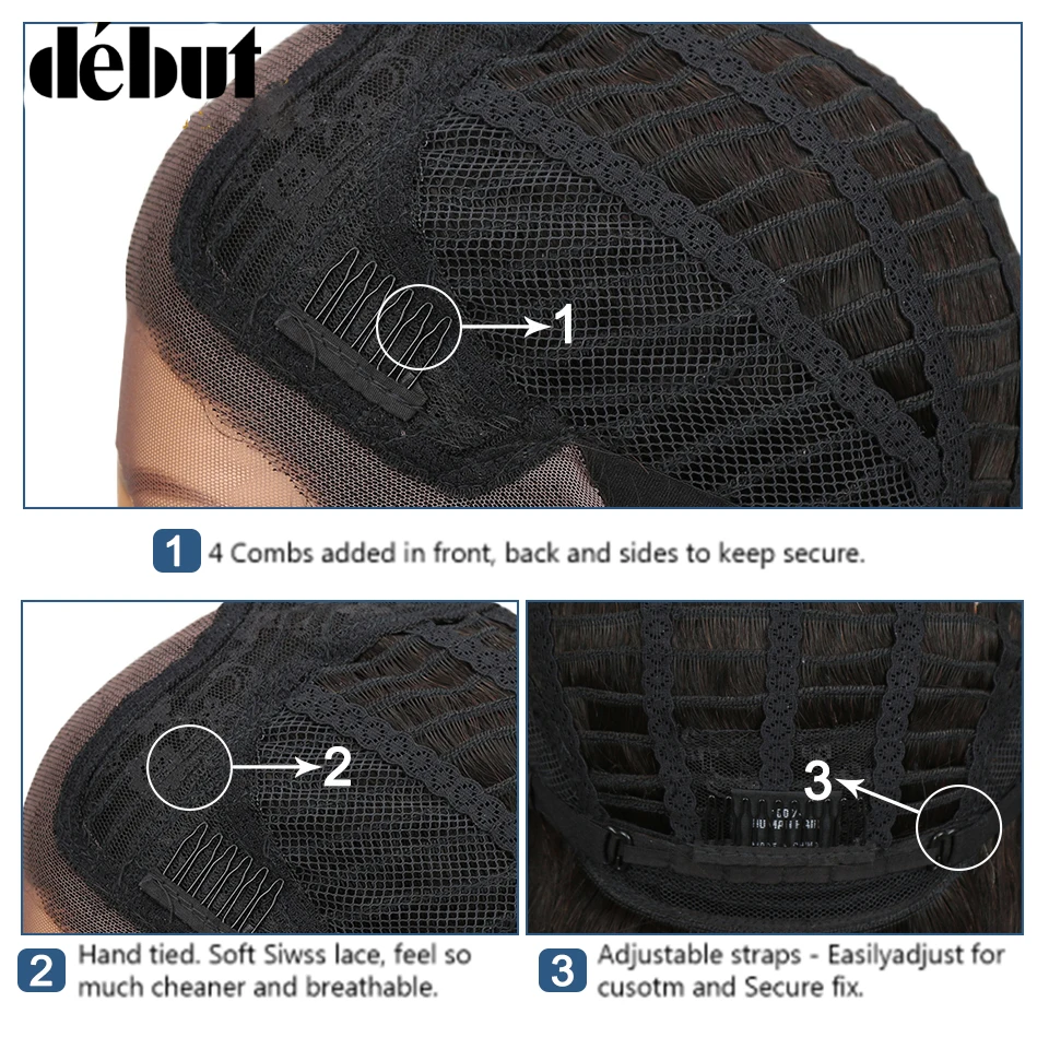 Дебютный u образный парик Remy человеческие волосы кудрявые кружевная часть черный