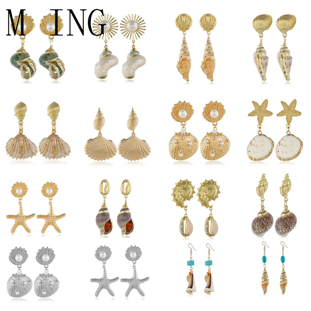 MLING 2019 новые океанские серьги богемные оболочки гребешок Раковина Морская звезда