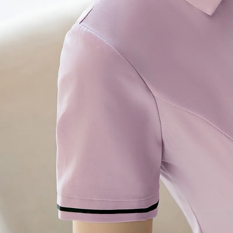 Блузка женская шифоновая с коротким рукавом модная формальная приталенная