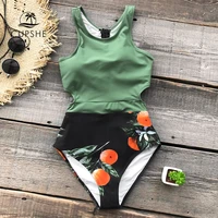 cupshe green miss u print one piece swimsuit women tied bow cutout tank monokini 2021 new girl beach bathing suit swimwear