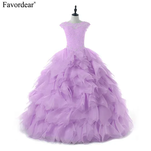 Favordear/бальное платье принцессы с рукавами крылышками праздничное Vestido De 15 Anos lace