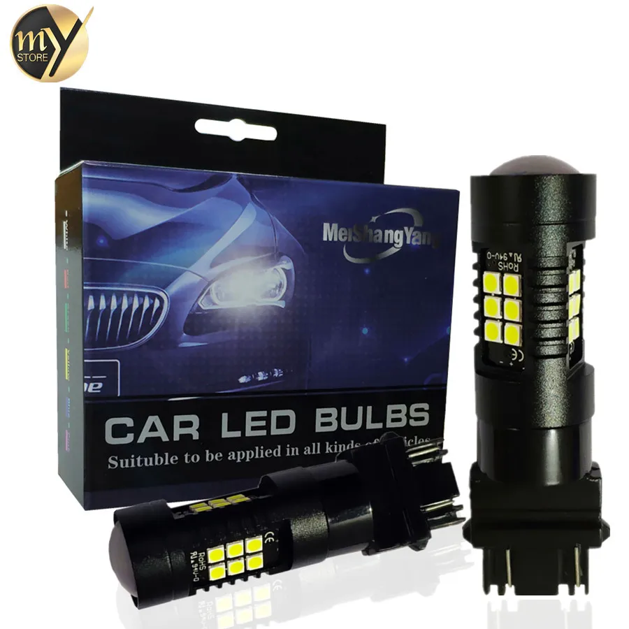 2 шт. 1200Lm T20 3156 3157 светодиодный лампы P27W P27 7 Вт Светодиодный светильник белого