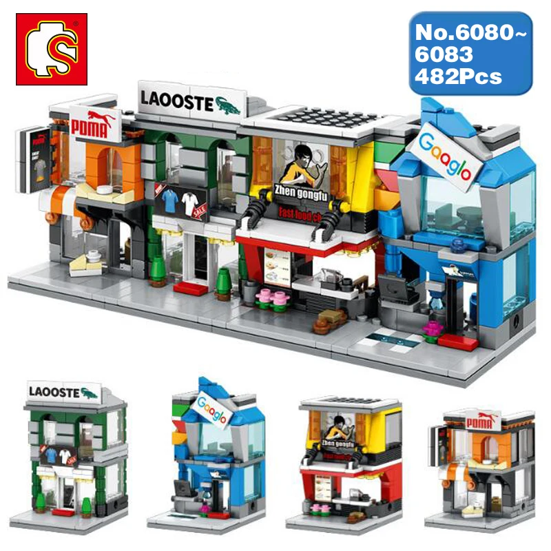 Sembo город улица компьютер еда одежда спортивный магазин 3D модель DIY Конструкторы кирпичи сборки