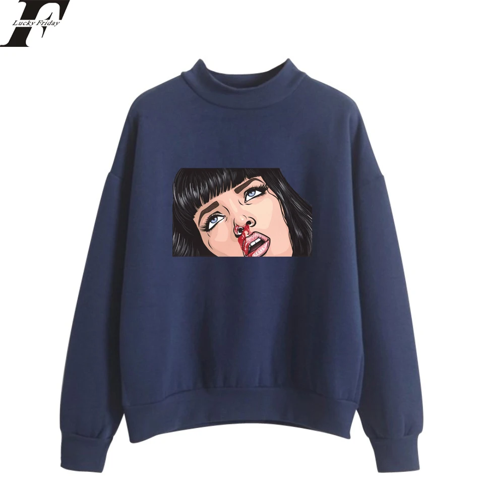LUCKYFRIDAYF 2018 криминальная фантастика Mia Wallace большие водолазки Толстовки свитшоты
