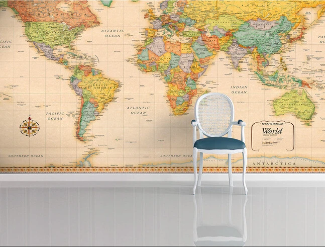 Обои для новорожденных на заказ ретро карта мира гостиной спальни детской