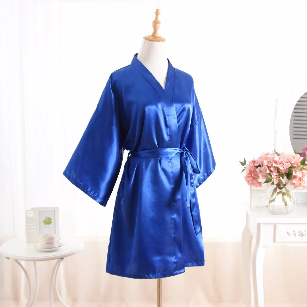 Sexy Women's Deep-V-Neck Nightwear Robes Wedding Bride Bridesmaid Mid-Sleeve Lace Silk Female Bathrobes Sleepwear Solid | Женская