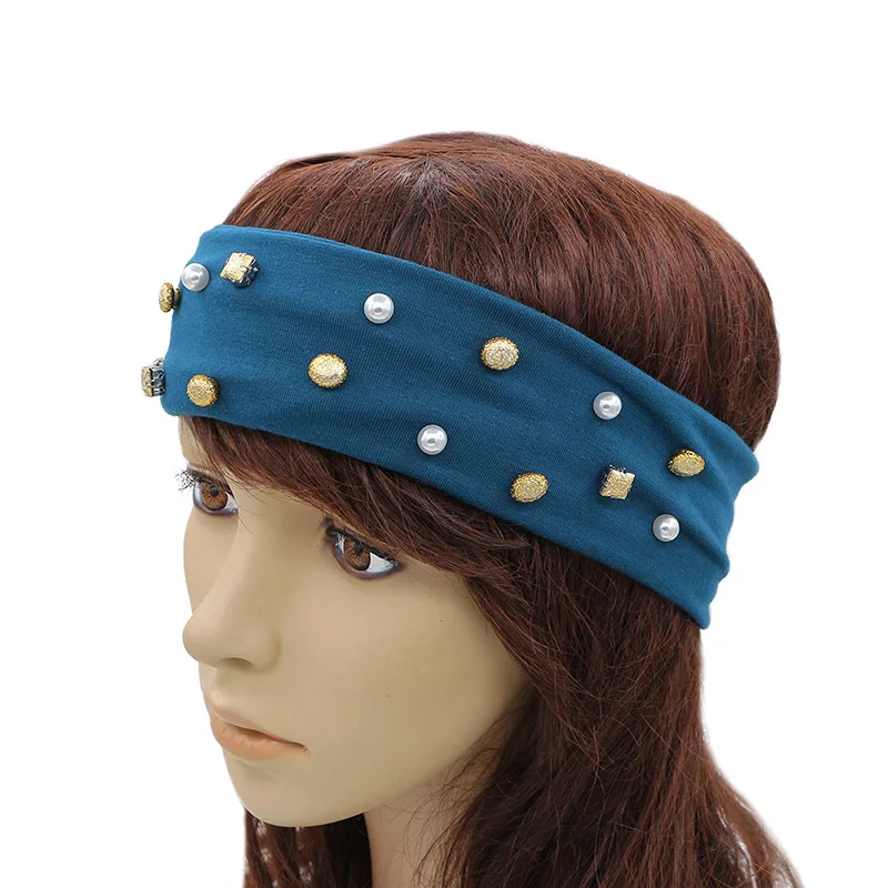 Женская повязка на голову GZHilovingL из мягкого полиэстера с бриллиантами однотонная